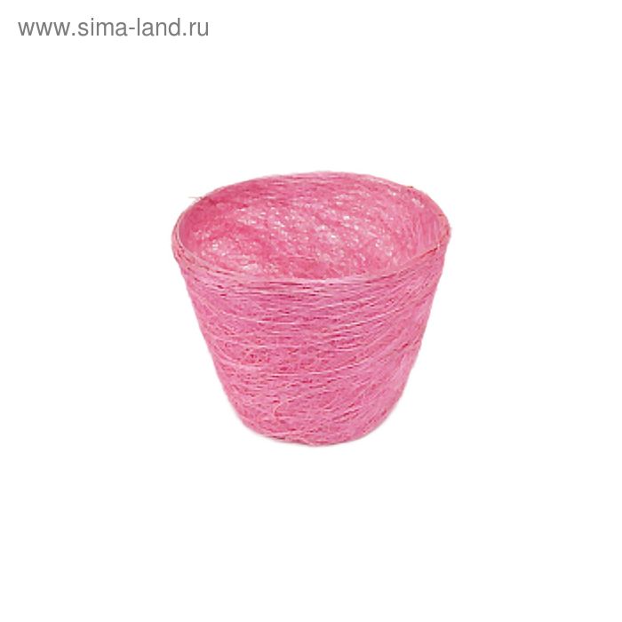 Кашпо, сизаль, круг, ярко-розовая 10 х 12 см