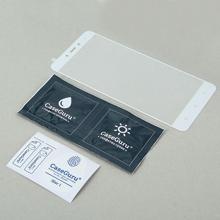 Защитное стекло CaseGuru для Xiaomi Redmi Note 4 Full Screen White, 0,3 мм, белое
