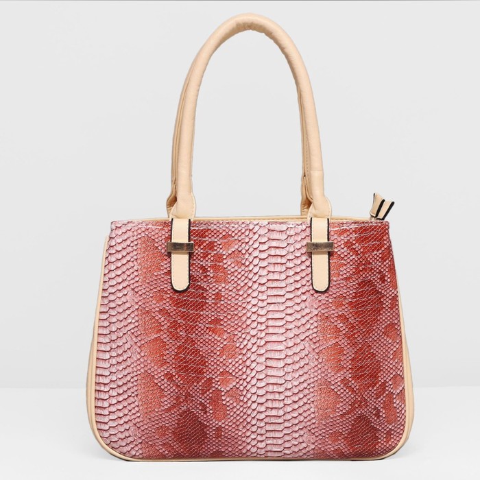 Сумка женская на молнии, 2 отдела, наружный карман, цвет бежевый