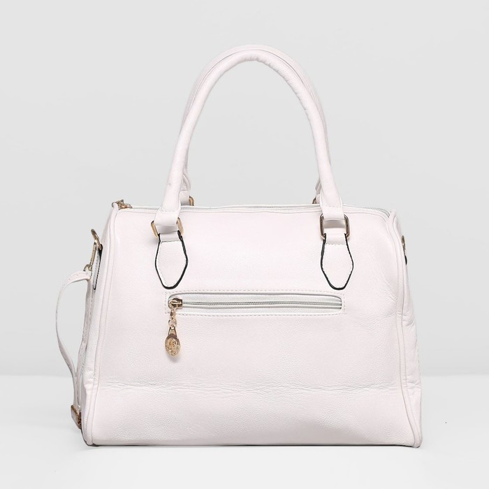 Сумка женская на молнии, 1 отдел, наружный карман, длинный ремень, цвет белый