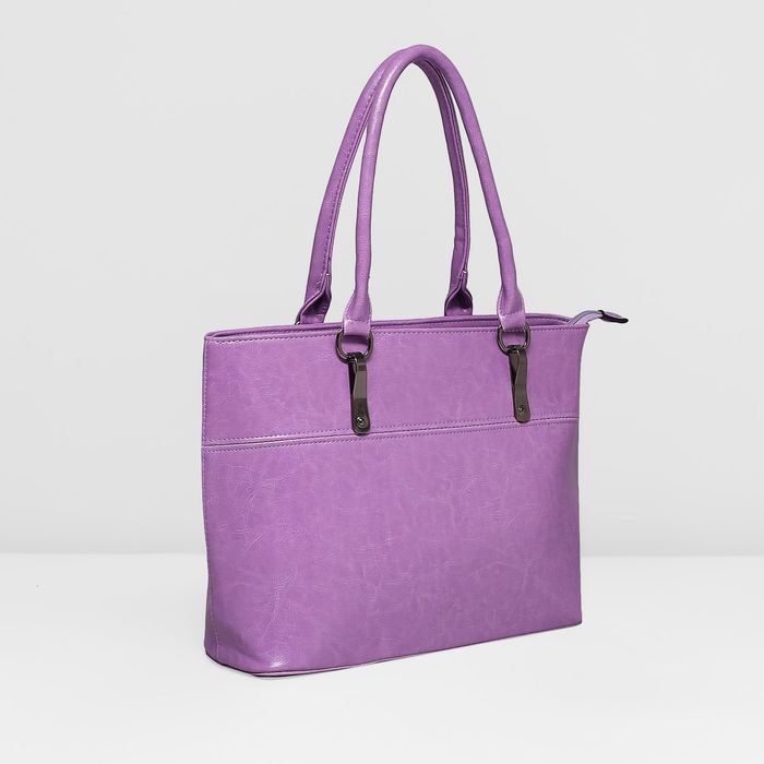 Сумка женская на молнии, 1 отдел с перегородкой, наружный карман, цвет сиреневый