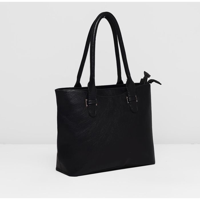 Сумка женская на молнии, 2 отдела, наружный карман, цвет чёрный