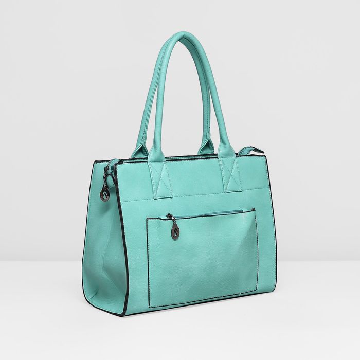 Сумка женская на молнии, 1 отдел с перегородкой, 2 наружных кармана, цвет бирюзовый