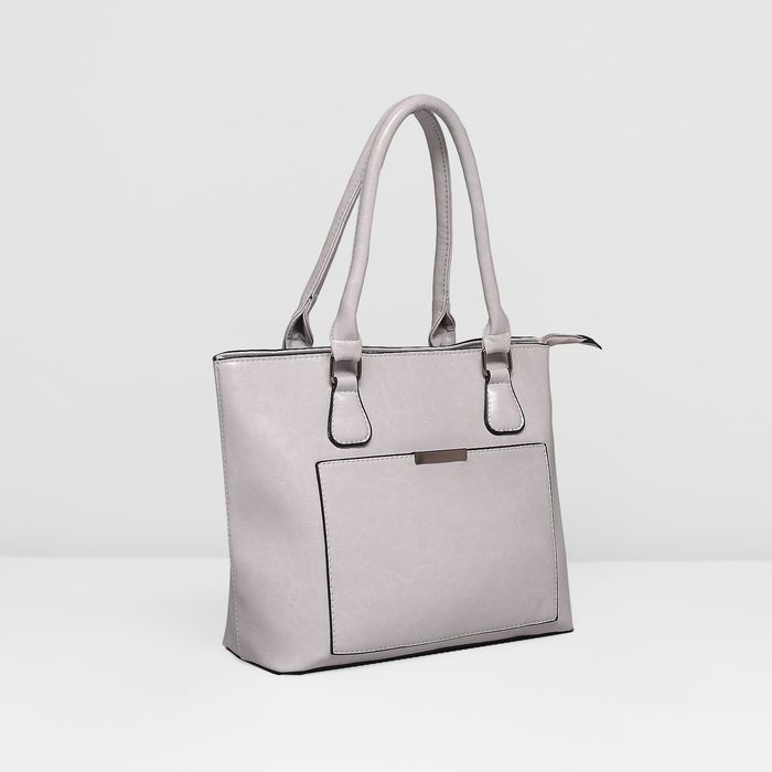 Сумка женская на молнии, 1 отдел с перегородкой, 2 наружных кармана, цвет серый