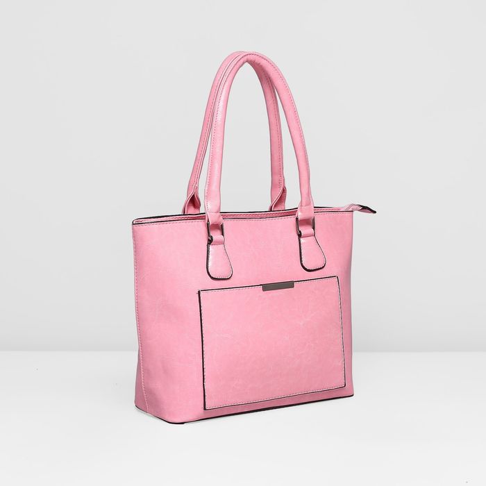 Сумка женская на молнии, 1 отдел с перегородкой, 2 наружных кармана, цвет розовый