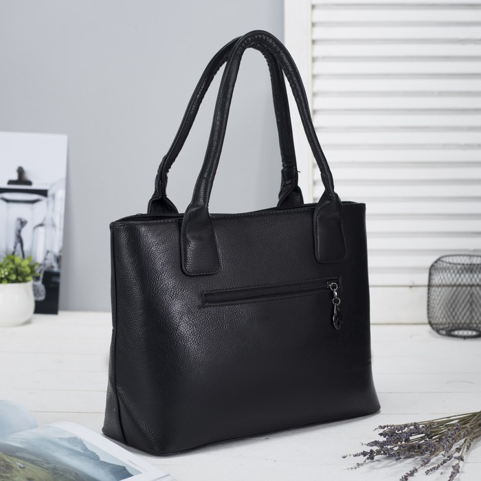 Сумка женская на молнии, 1 отдел с перегородкой, 2 наружных кармана, цвет чёрный