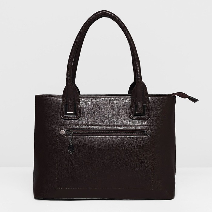 Сумка женская на молнии, 1 отдел с перегородкой, 2 наружных кармана, цвет тёмно-коричневый