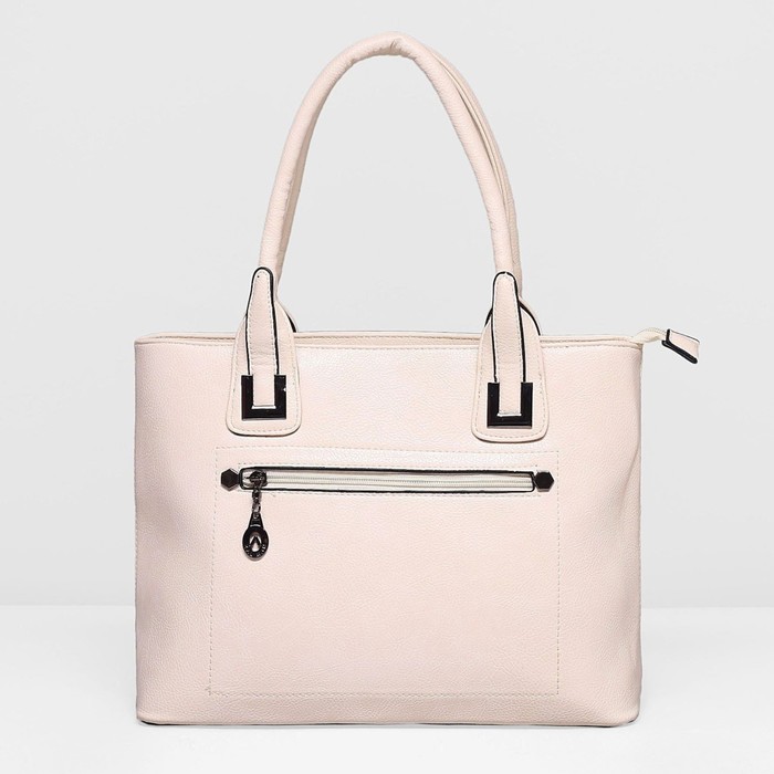 Сумка женская на молнии, 1 отдел с перегородкой, 2 наружных кармана, цвет бежевый