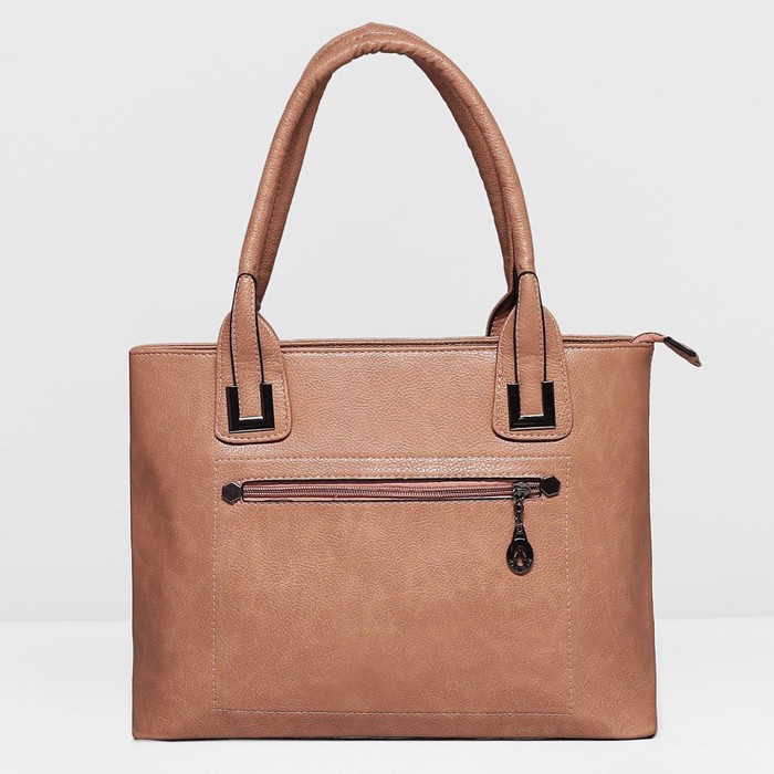 Сумка женская на молнии, 1 отдел с перегородкой, 2 наружных кармана, цвет тёмно-бежевый