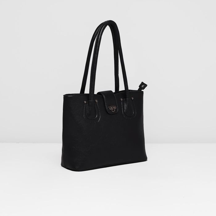 Сумка женская на молнии, 2 отдела, наружный карман, цвет чёрный