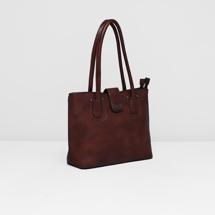 Сумка женская на молнии, 2 отдела, наружный карман, цвет коричневый