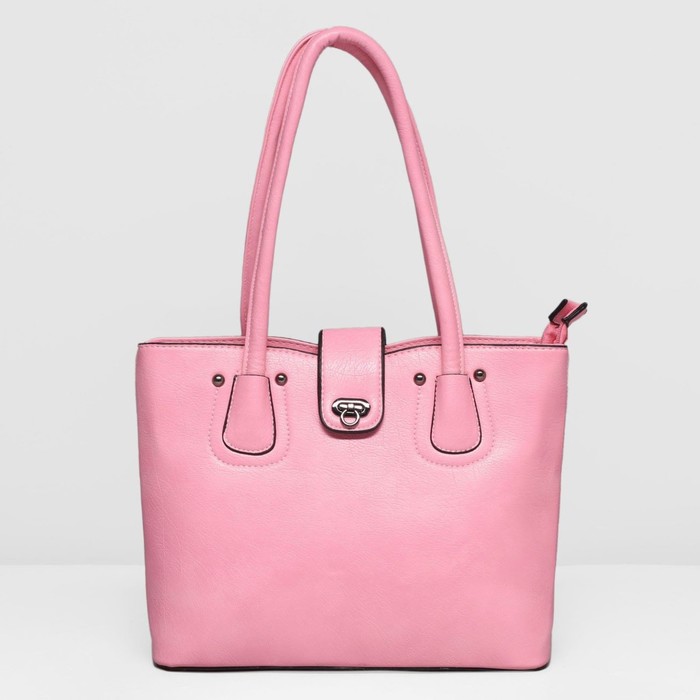 Сумка женская на молнии, 2 отдела, наружный карман, цвет розовый