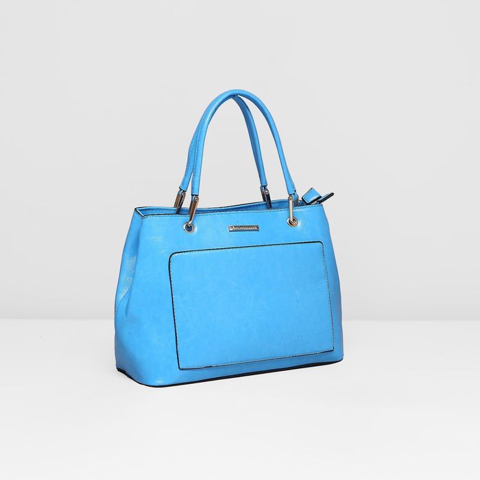 Сумка женская на молнии, 2 отдела, 2 наружных кармана, цвет голубой