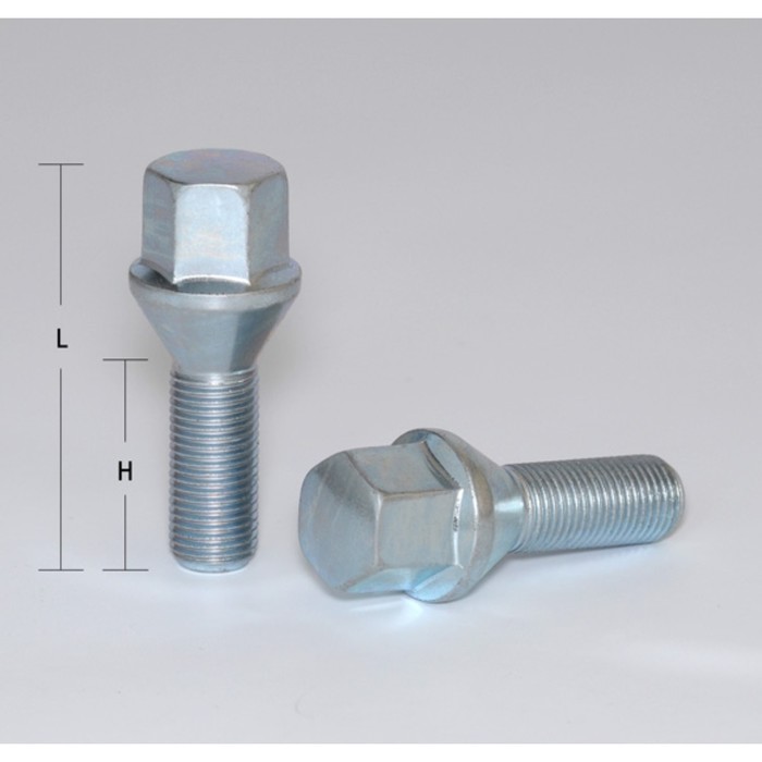фото Болт 12x1.25 мм, длина 52/28 мм, под ключ 17 мм, конус, цинк
