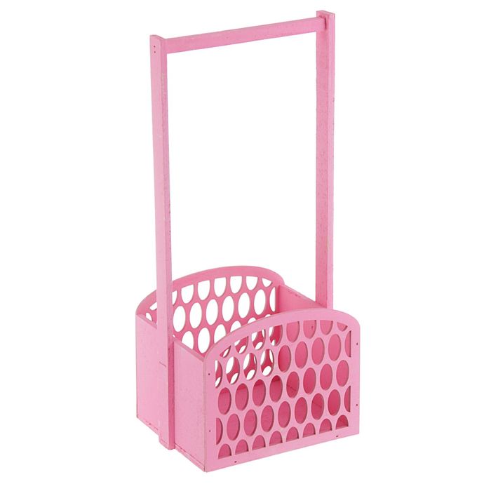 Заготовка ящик с ручкой "Решето" розовый 15,5х13х36,5