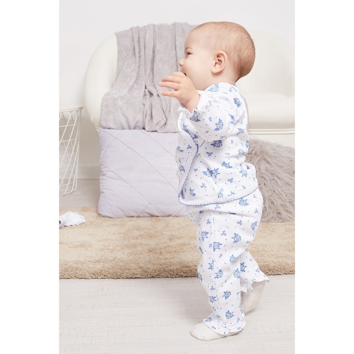 Комплект детский "Розы", рост 68 см, цвет белый/синий 20-9212_М