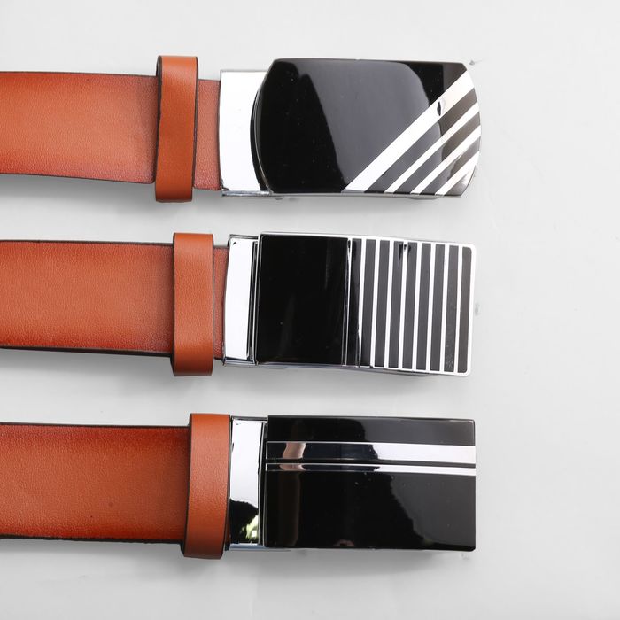 Ремень мужской, гладкий, пряжка-автомат металл микс, ширина - 3,5 см, цвет рыжий