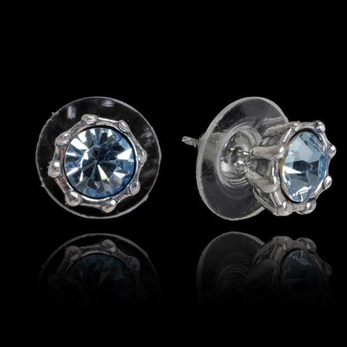 Пусеты "Манабао", цвет голубой в чернёном серебре