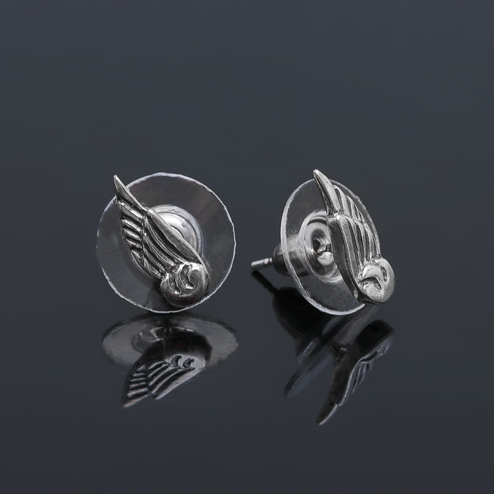 Пусеты "Игуэй", цвет чернёное серебро