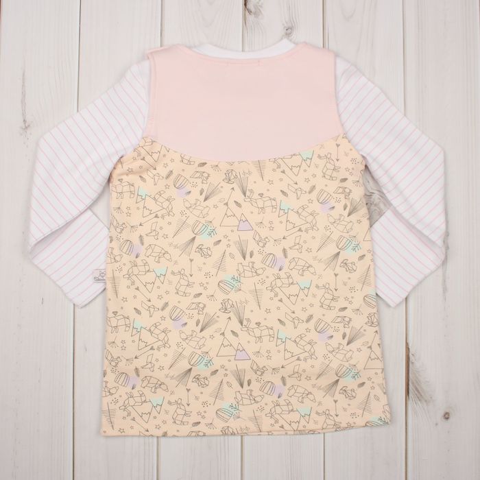 Комплект для девочки (футболка+платье без рукавов), рост 86 см, цвет белый/розовый