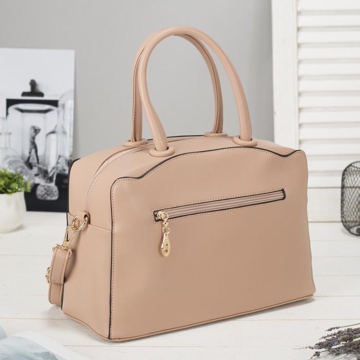 Сумка женская на молнии, 1 отдел, наружный карман, длинный ремень, цвет розовый