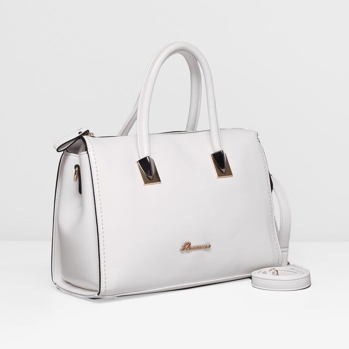 Сумка женская на молнии, 1 отдел, наружный карман, длинный ремень, цвет белый