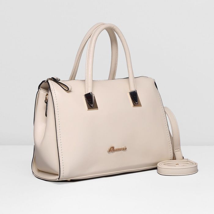 Сумка женская на молнии, 1 отдел, наружный карман, длинный ремень, цвет молочный