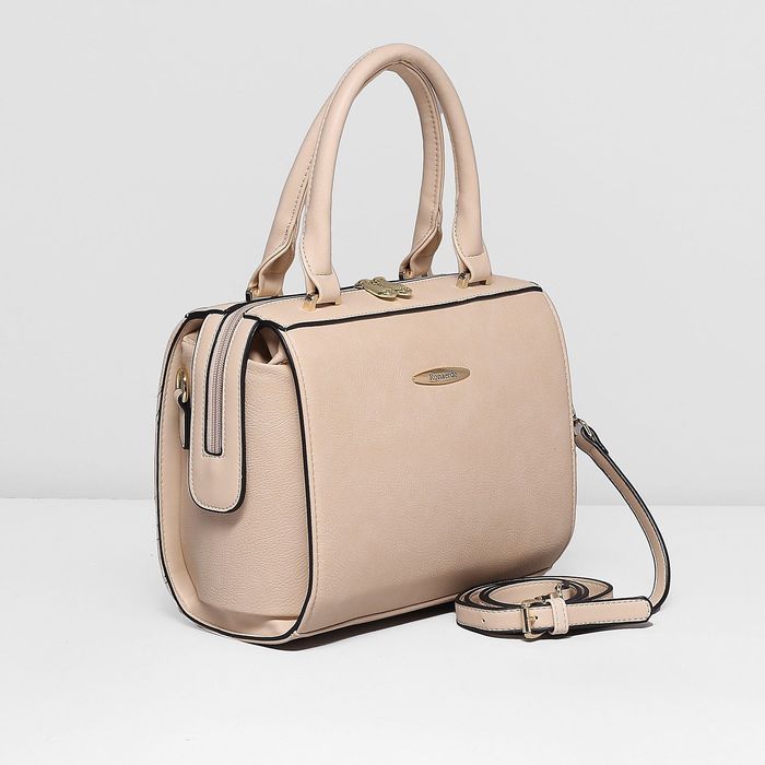 Сумка женская на молнии, 1 отдел, наружный карман, длинный ремень, цвет молочный