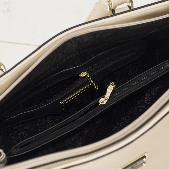 Сумка женская на молнии, 1 отдел с перегородкой, наружный карман, длинный ремень, цвет молочный