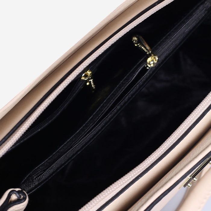 Сумка женская на молнии, 1 отдел с перегородкой, наружный карман, длинный ремень, цвет молочный