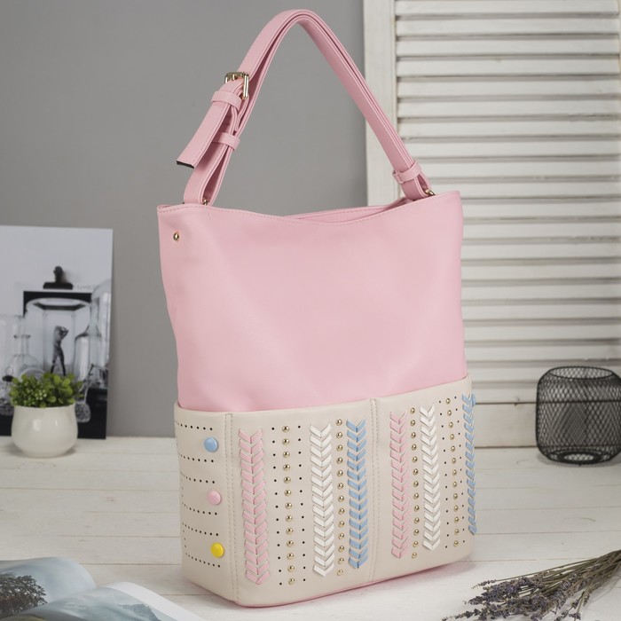 Сумка женская на молнии, 1 отдел с перегородкой, 5 наружных карманов, цвет розовый