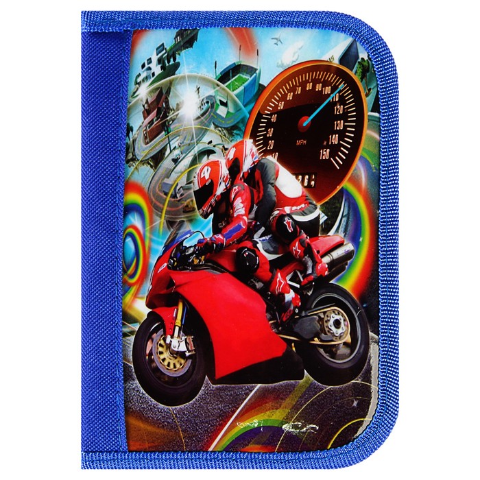 Пенал 1отд с наполнением с вкладышем глянец Мотоцикл (6цв кар+1руч+1кар+лин+точ+ласт+6флом)