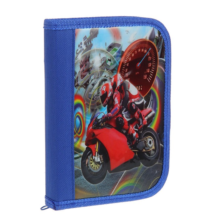 Пенал 1отд с наполнением с вкладышем глянец Мотоцикл (6цв кар+1руч+1кар+лин+точ+ласт+6флом)