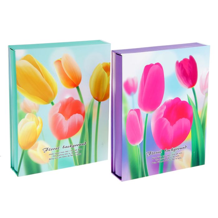 Фотоальбом на 200 фото 13х18 см "Тюльпаны" в коробке МИКС 29,5х23х5 см