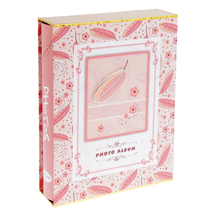 Фотоальбом на 100 фото 10х15 см "Листья" объемная картинка в коробке МИКС 26х20,5х5,5 см