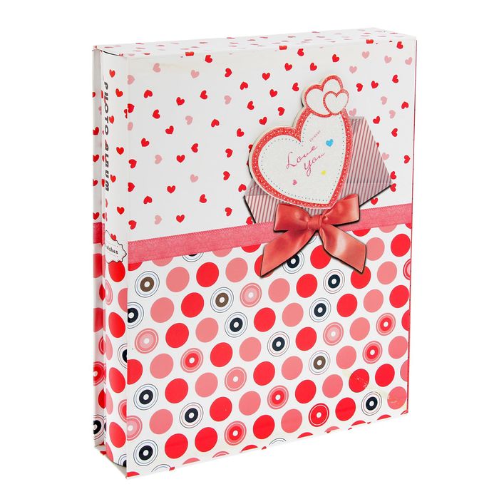 Фотоальбом на 200 ф.13х18см "Сердечки и кружочки"объемная картинка в кор. МИКС 29,5х23х5,5см