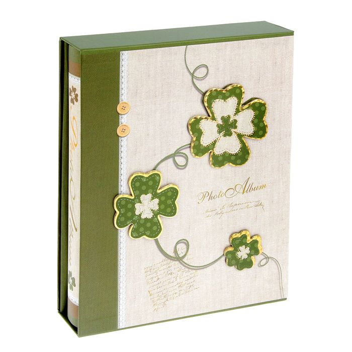 Фотоальбом магнитный 20 листов"Четырёхлистник"объемная картинка МИКС в кор.29,5х23х5,5см