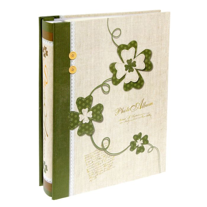 Фотоальбом магнитный 20 листов"Четырёхлистник"объемная картинка МИКС в кор.29,5х23х5,5см