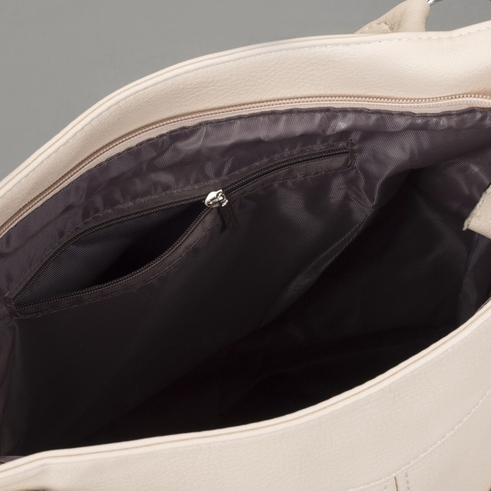 Сумка женская на молнии, 1 отдел с перегородкой, наружный карман, цвет бежевый