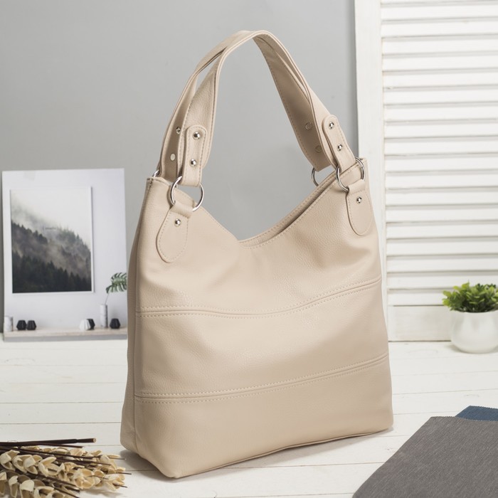 Сумка женская на молнии, 1 отдел с перегородкой, наружный карман, цвет бежевый