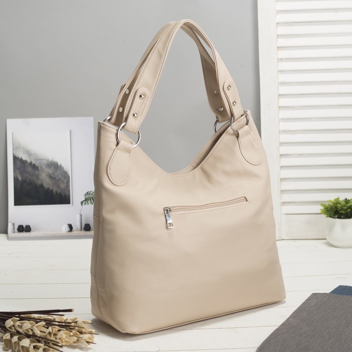 Сумка женская на молнии, 1 отдел с перегородкой, наружный карман, цвет бежевый