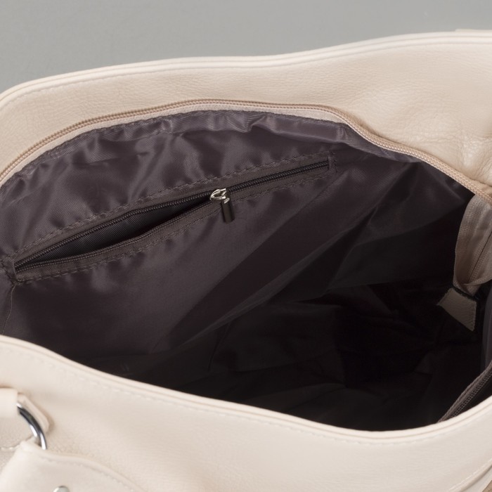 Сумка женская на молнии, 1 отдел с перегородкой, наружный карман, цвет бежевый