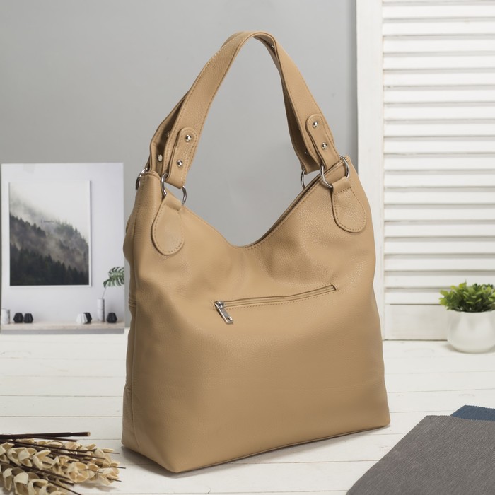 Сумка женская на молнии, 1 отдел с перегородкой, наружный карман, цвет коричневый