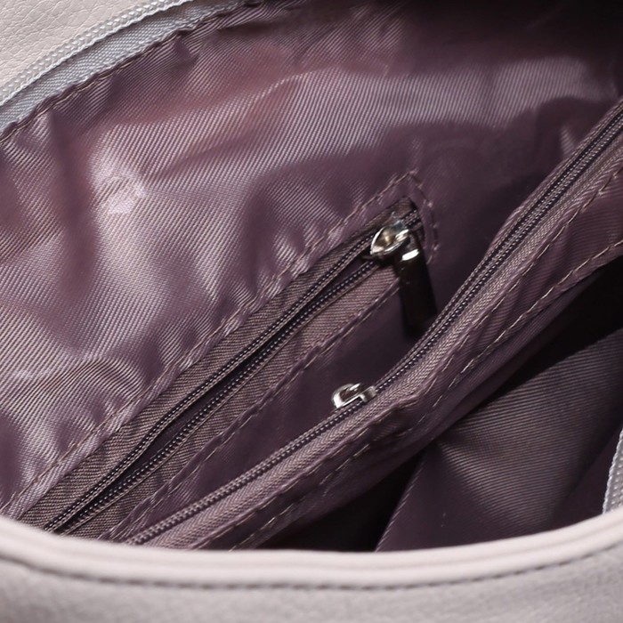 Сумка женская на молнии, 1 отдел с перегородкой, наружный карман, цвет серый