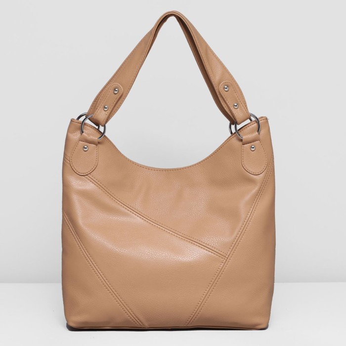 Сумка женская на молнии, 1 отдел с перегородкой, наружный карман, цвет тёмно-бежевый