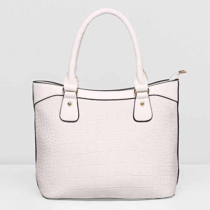 Сумка женская на молнии, 1 отдел с перегородкой, наружный карман, цвет белый