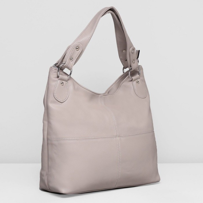 Сумка женская на молнии, 1 отдел с перегородкой, наружный карман, цвет серый