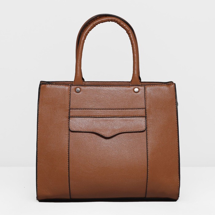 Сумка женская на молнии, 1 отдел с перегородкой, 2 наружных кармана, цвет коричневый