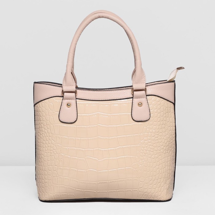 Сумка женская на молнии, 1 отдел с перегородкой, наружный карман, цвет молочный