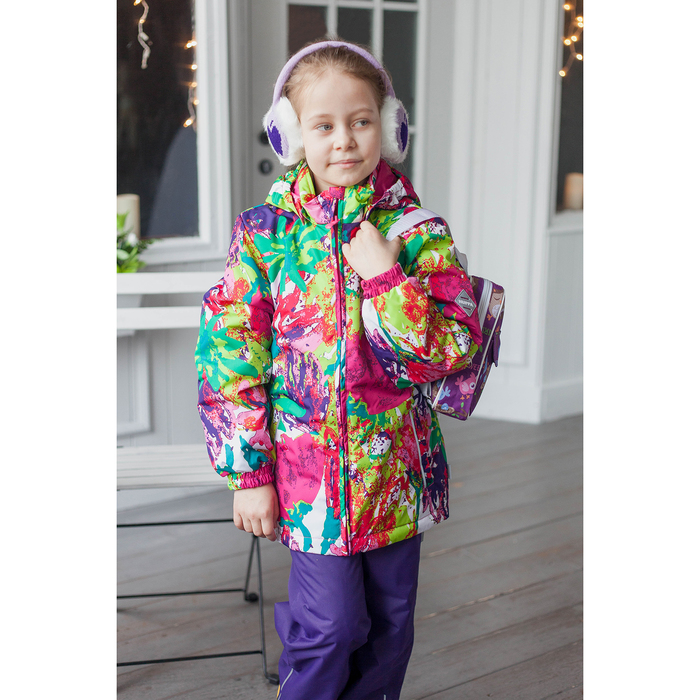 Комплект для девочек "YONNE", рост 104 см, цвет белый с принтом/тёмно-лилoвый 71273